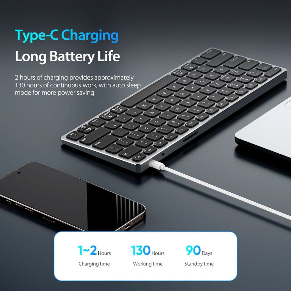 Dux Ducis LK Series Πληκτρολόγιο Μίνι, Ασύρματο, Bluetooth 5.0, Universal, USB-C, 180mAh, Αγγλική Διάταξη, Λευκό 4