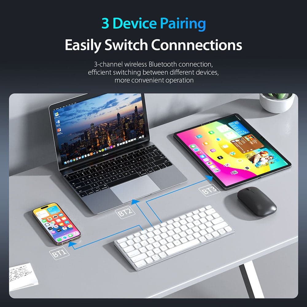 Dux Ducis LK Series Πληκτρολόγιο Μίνι, Ασύρματο, Bluetooth 5.0, Universal, USB-C, 180mAh, Αγγλική Διάταξη, Λευκό 6