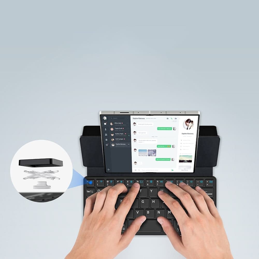 Dux Ducis Πληκτρολόγιο Mini με Θήκη, Bluetooth 5.0, Universal, USB-C, 180mAh, Αγγλική Διάταξη, Μαύρο 3