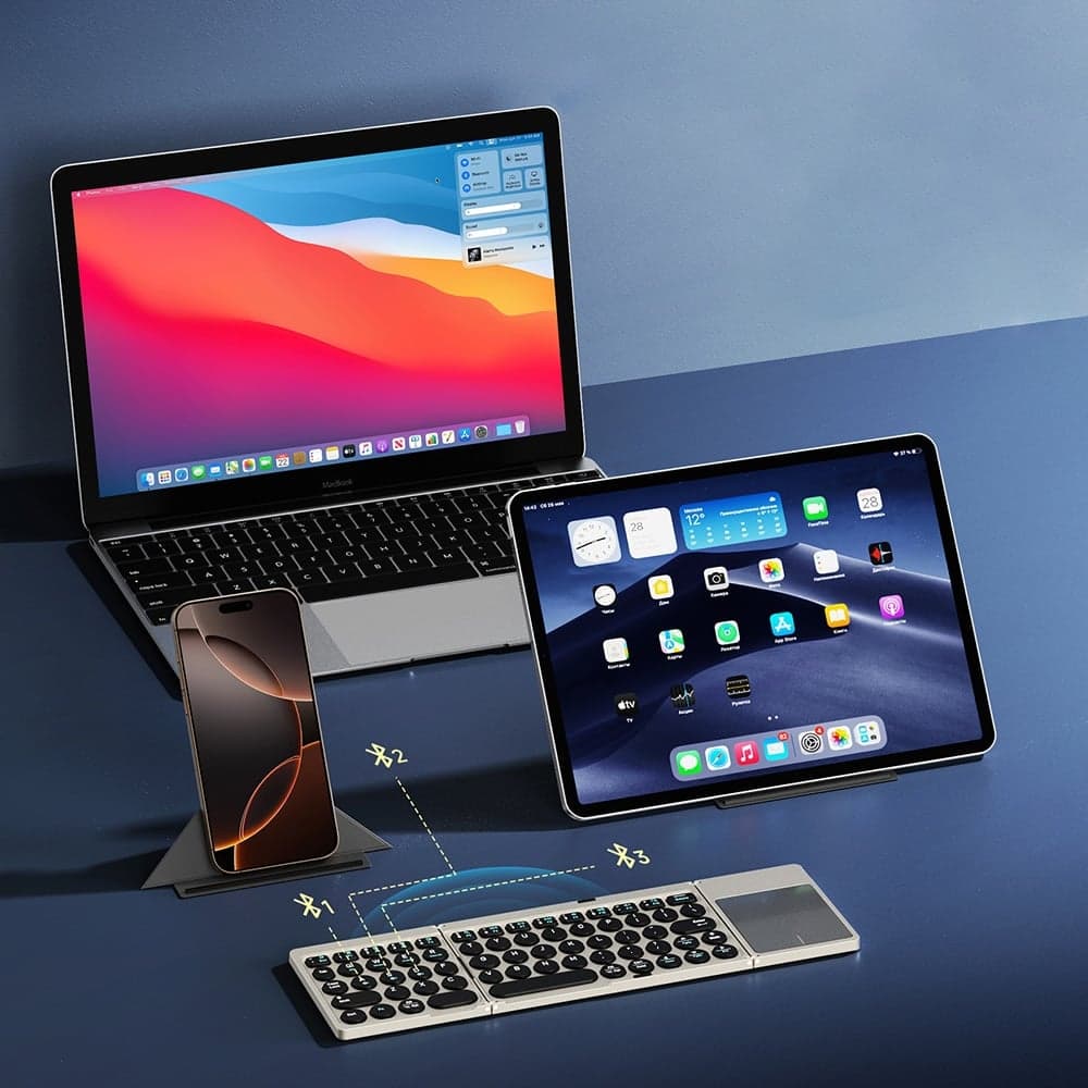 Dux Ducis Αναδιπλούμενο Πληκτρολόγιο, Ασύρματο Bluetooth 5.2, Universal, USB-C, 180mAh, Αγγλική Διάταξη, Μαύρο 6
