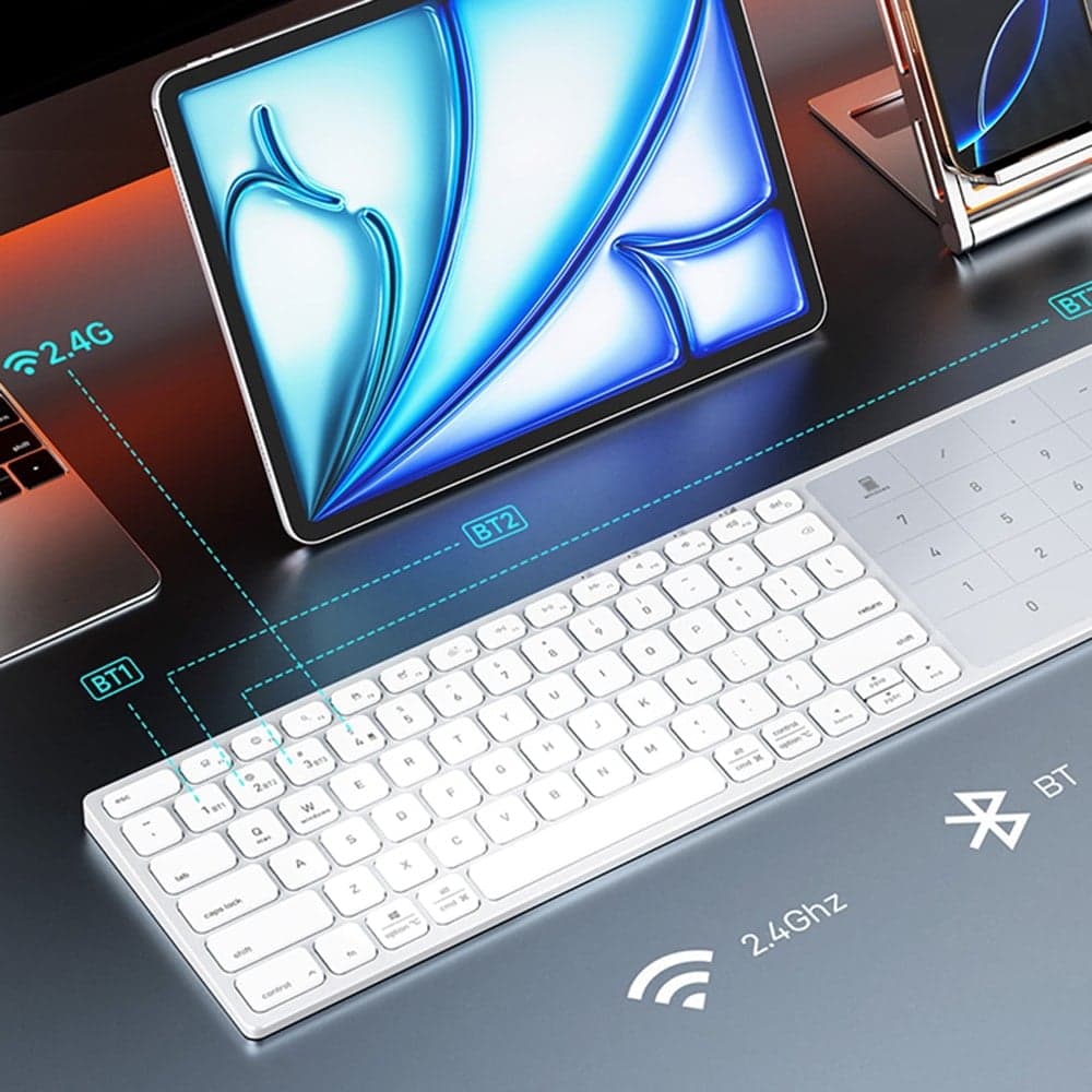 Dux Ducis LK Series Ασύρματο Πληκτρολόγιο, Bluetooth 5.0, Universal, USB-C, 500mAh, Αγγλική Διάταξη, Λευκό 5