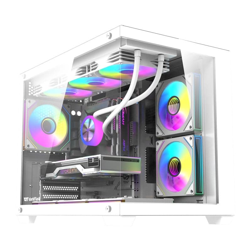 DarkFlash B275 PRO Θήκη Υπολογιστή με 6 Ανεμιστήρες RGB, Λευκή