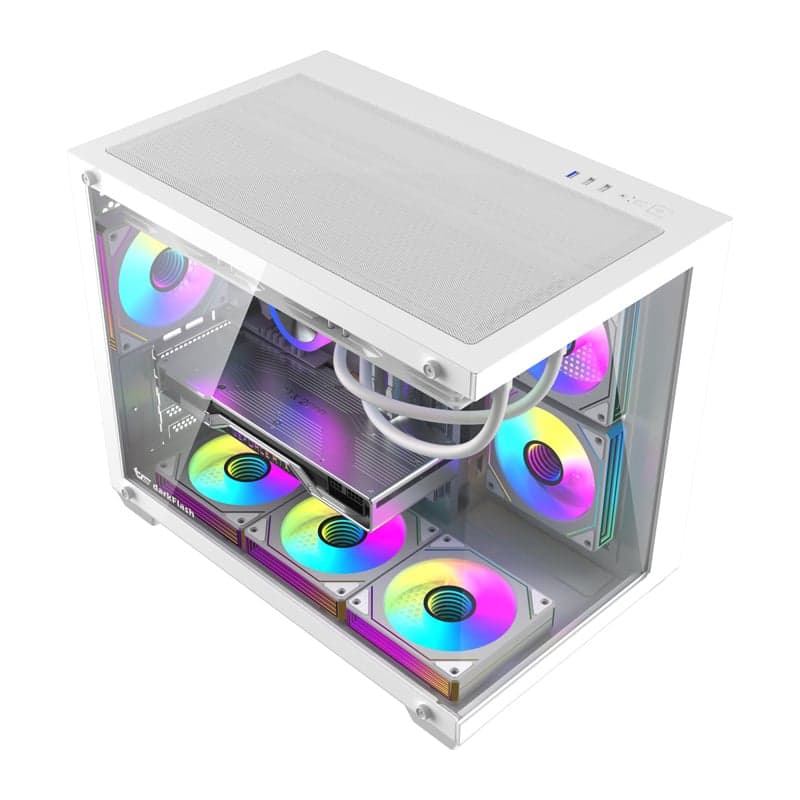 DarkFlash B275 PRO Θήκη Υπολογιστή με 6 Ανεμιστήρες RGB, Λευκή 2