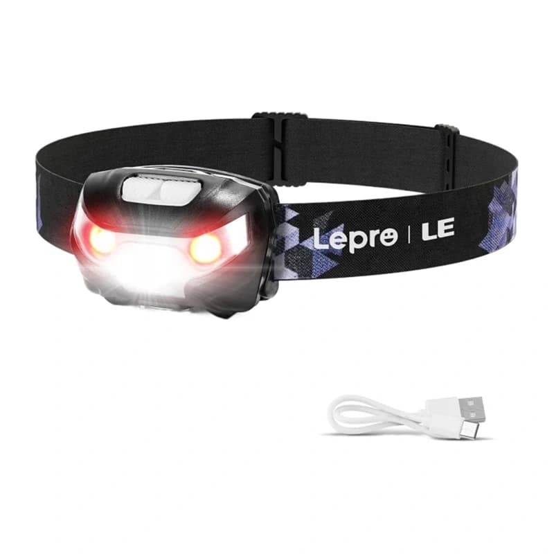 LEPRO 3200008 Φακός Κεφαλής LED, 300 lm, Επαναφορτιζόμενη Μπαταρία 1200 mAh, USB-C