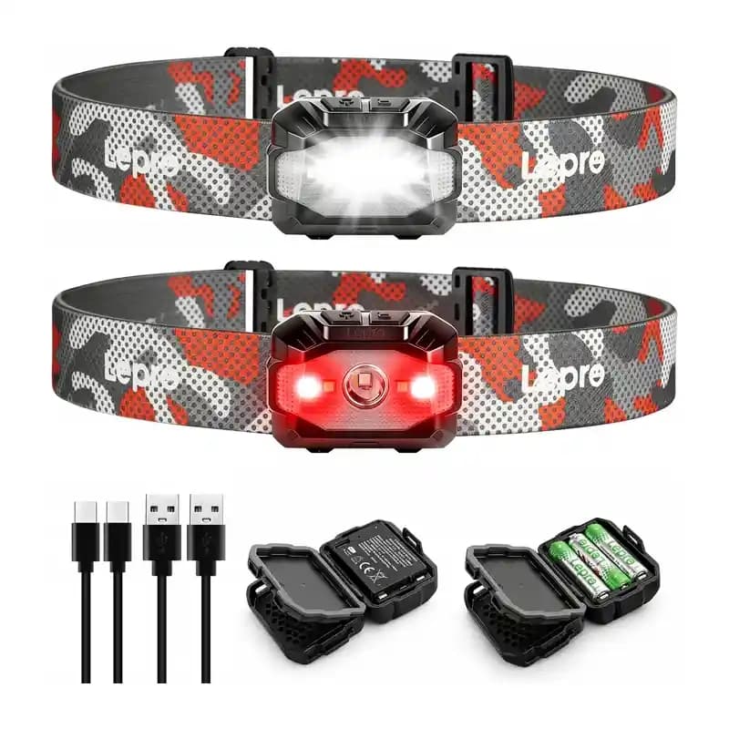 LEPRO 320023 Φακός Κεφαλής USB, Σετ 2 Τεμαχίων