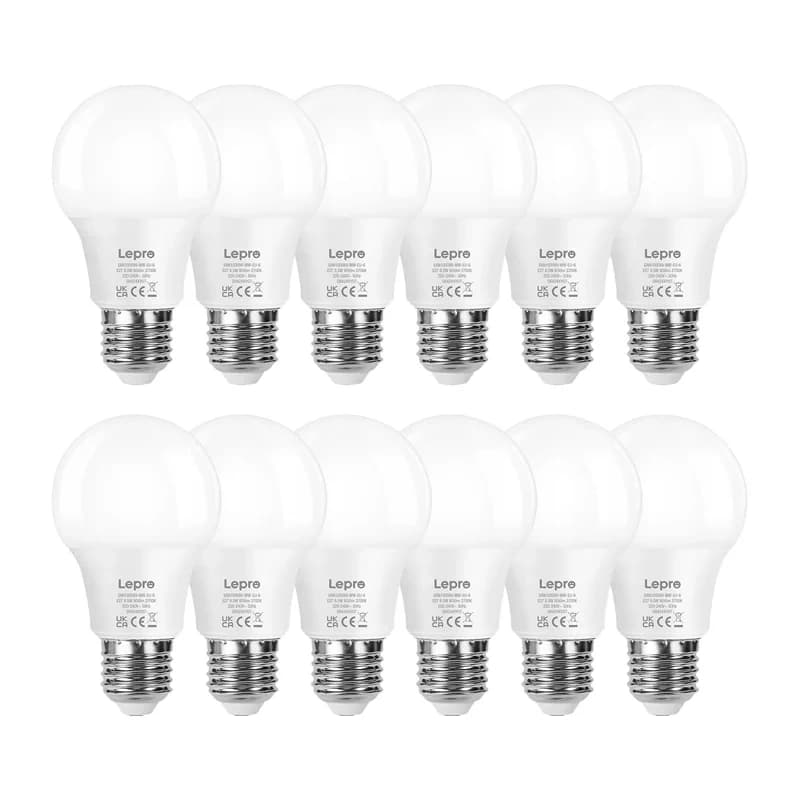 LEPRO 100089-WW-EU-12 Λάμπα LED E27 A60, 8,5 W, 806 lm, 2700 K, Ζεστό Λευκό, Συσκευασία 12 Τεμαχίων