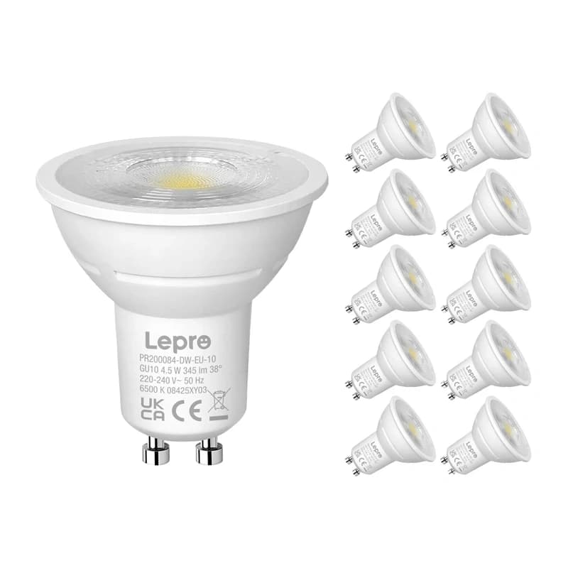 LEPRO 200084-DW-EU-10 Λαμπτήρας LED GU10 Ρυθμιζόμενος, 4,5 W, 345 lm, 6500 K, 38°, 10 Τεμ.