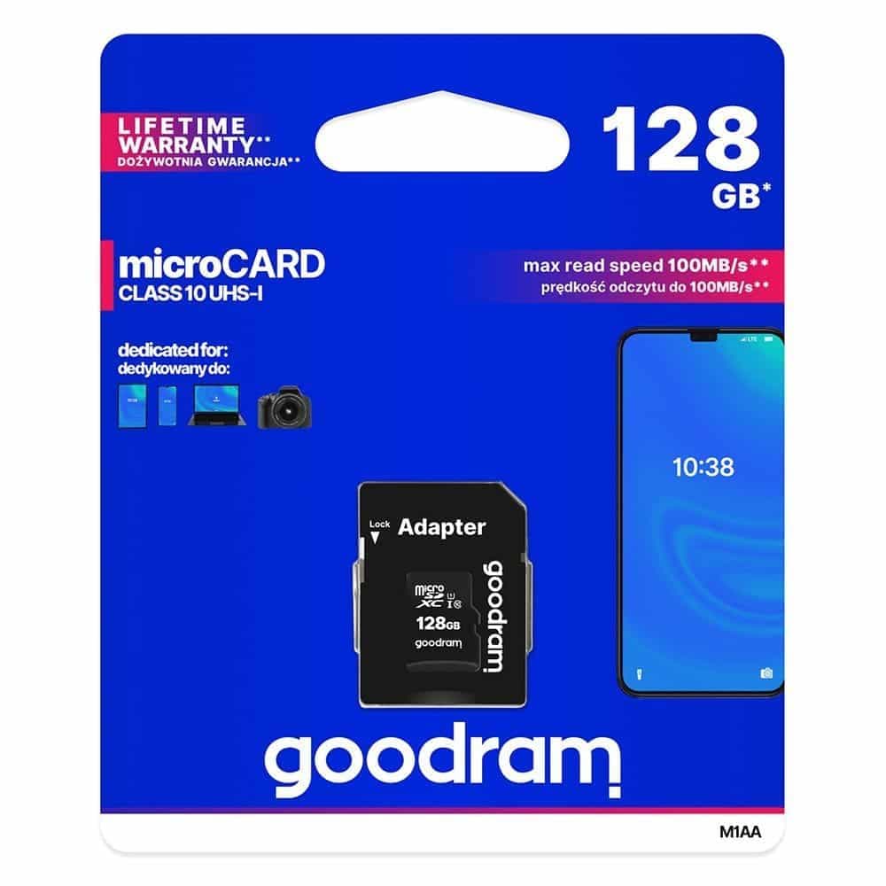 Goodram Microcard 128 GB micro SD XC UHS-I class 10 με SD αντάπτορα (M1AA-01280R12)