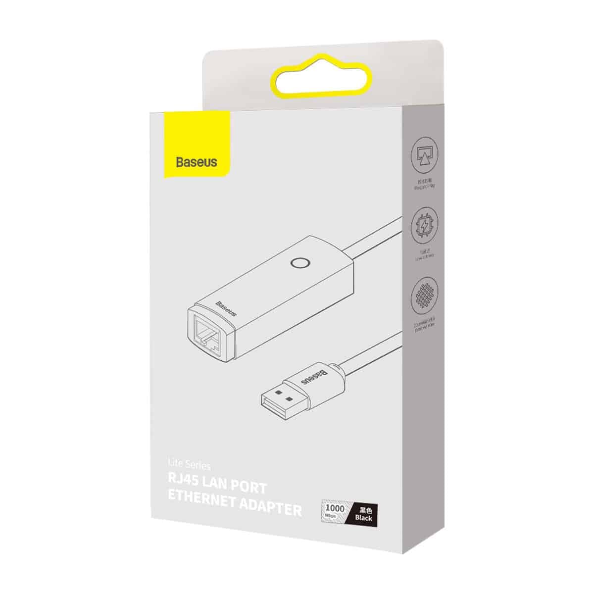 Baseus Lite Series external network card USB-A - RJ-45 1Gbps (1000Mbps) black (WKQX000101) 5