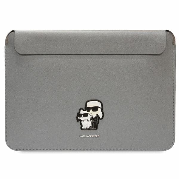 Karl Lagerfeld Θήκη KLCS16SAKCPMG 16" ασημί Saffiano Karl&Choupette