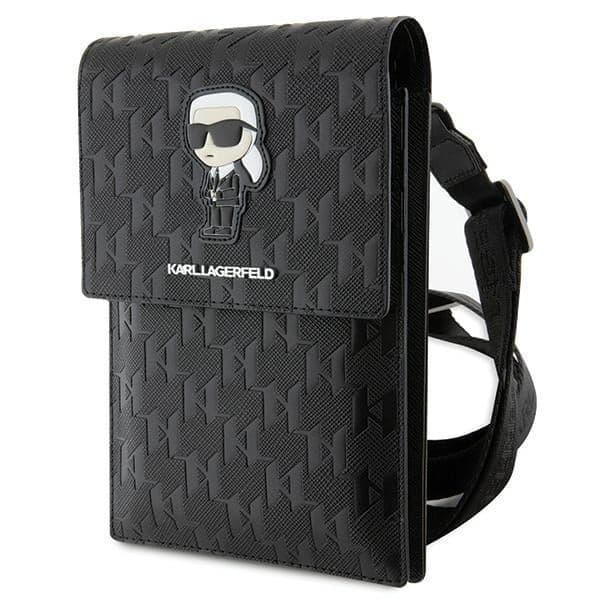 Karl Lagerfeld Τσάντα KLWBSAKHPKK μαύρη/black Saffiano Monogram Ikonik