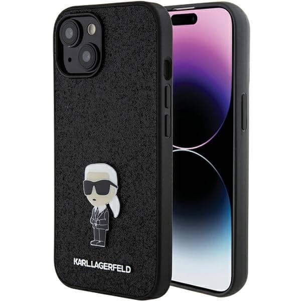 Karl Lagerfeld Glitter Ikonik Logo - θήκη για Apple iPhone 15 / 14 13 - Μαύρο