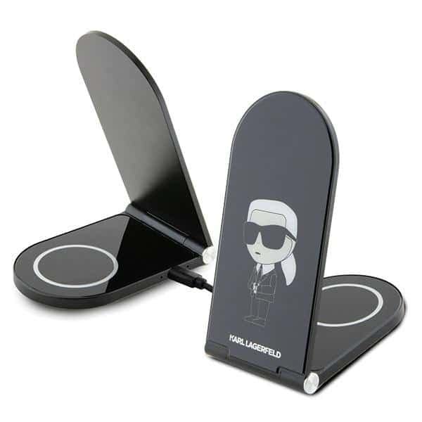 Karl Lagerfeld αναδιπλούμενη ασύρματη φόρτιση 2 σε 1 KLDCRFALKINK 15W μαύρο