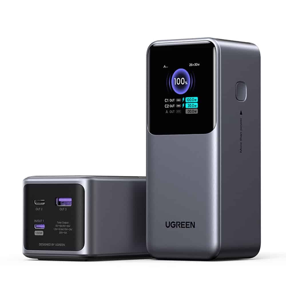 Ugreen - Power Bank PB721 (35524B) - με Ψηφιακή Οθόνη, Γρήγορη Φόρτιση, 20000mAh, USB, 2x Type-C, 130W, QC, PD, 5V/3A - Γκρι