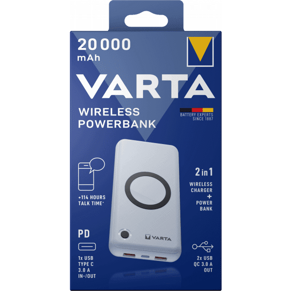 Powerbank Varta, 20000mAh, 18W, QC + PD + FQI, Λευκό