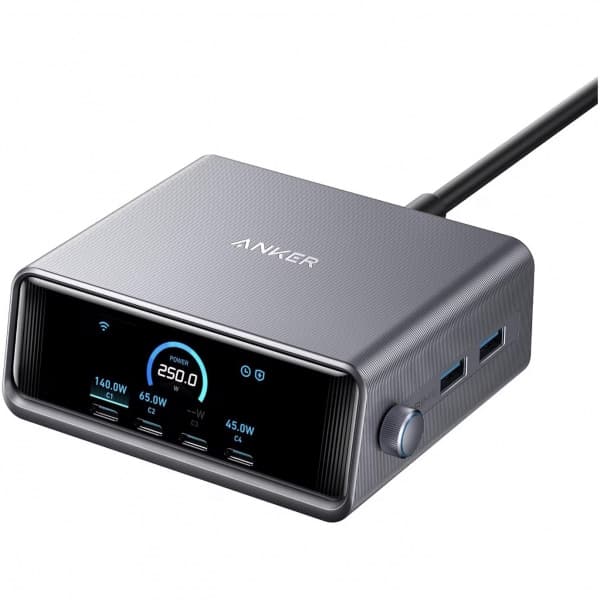 Επιτραπέζιος φορτιστής Anker Prime, 250W, 5A, 2 x USB-A - 4 x USB-C, Μαύρο A2345341