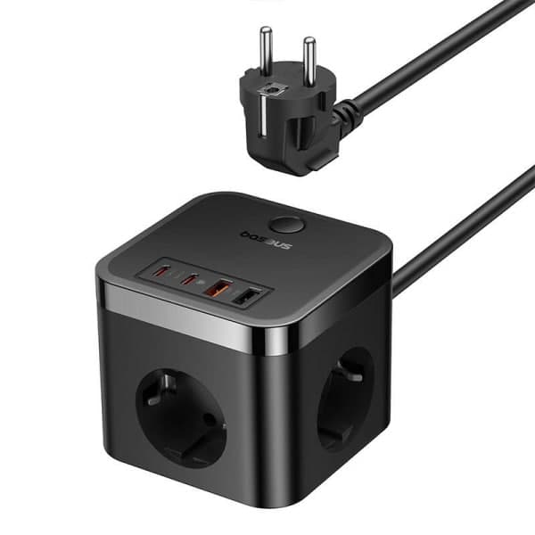 Power Strip Baseus Powercombo Cube, 3 X Schuko, Black E00066400117-00