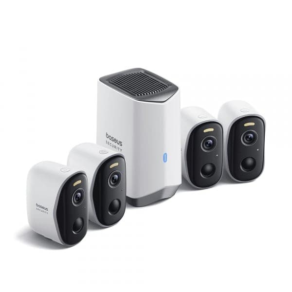 Κάμερα ασφαλείας Baseus N1, Wi-Fi, 2K, IP67, εξωτερικού χώρου, 4 τεμάχια, λευκό ACSLH-01