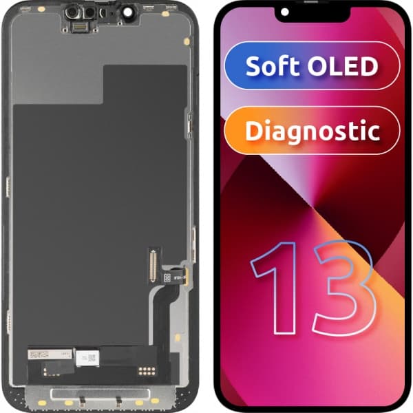 Μονάδα οθόνης LCD MP για Apple iPhone 13, Έκδοση διαγνωστικού ελέγχου Soft OLED FHD, Aftermarket, Μαύρο