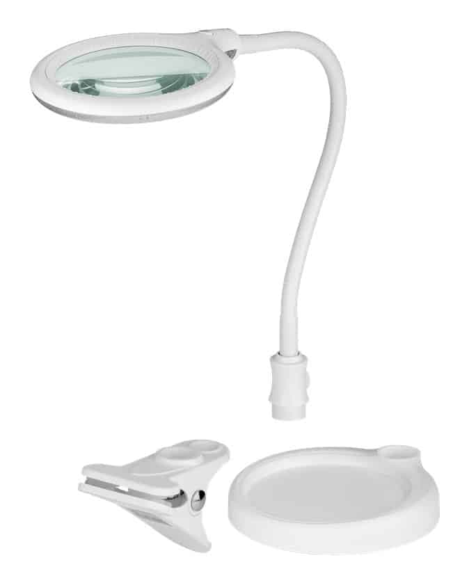 GOOBAY μεγεθυντικός φακός 60359 με κλιπ & βάση, LED, 3 διόπτρες, λευκός