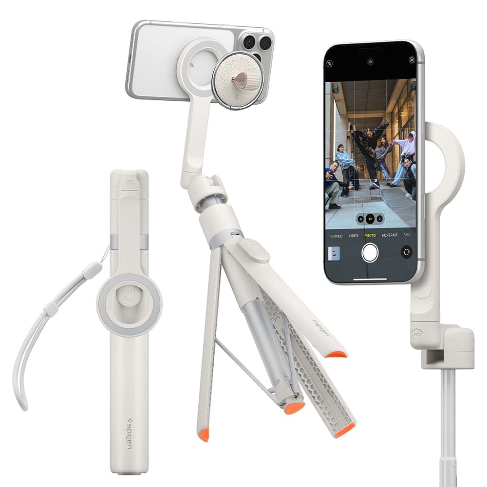 Spigen - Selfie Stick S582W (AMP11373) - Συμβατό με MagSafe, με τρίποδο, Σταθερό, Bluetooth - Μπεζ Αμμόλοφος
