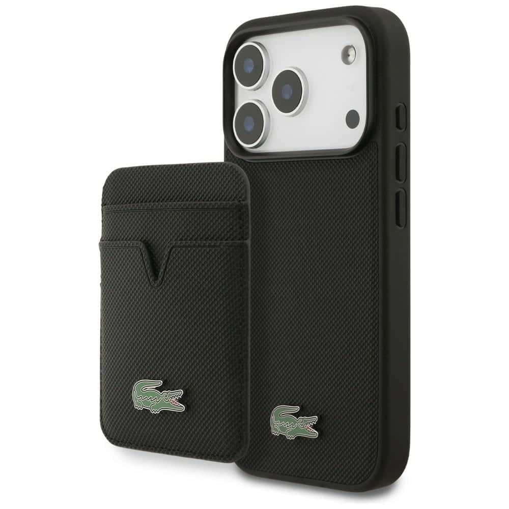 Σετ θήκης + πορτοφολιού Lacoste Petit Pique MagSafe για iPhone 17 Pro μαύρη