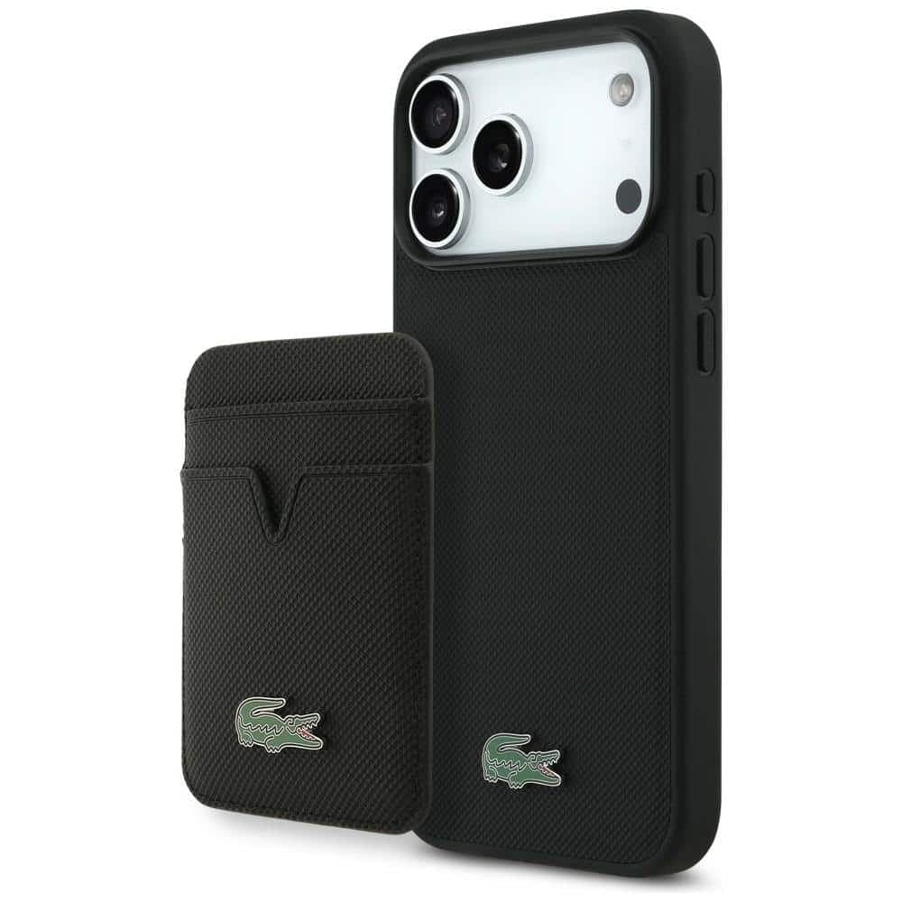 Σετ θήκης + πορτοφολιού Lacoste Petit Pique MagSafe για iPhone 17 Pro Max μαύρη