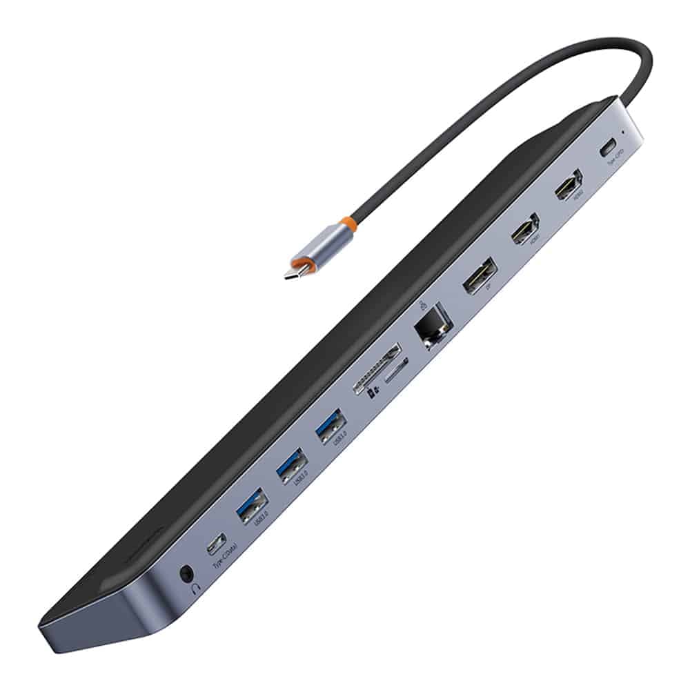 Baseus Hub EliteJoy Gen2 (WKSX030213) Προσαρμογέας Type-C σε HDMI x 2, USB 3.0 x 3, DP, SD/TF, RJ45, Jack, Μαύρος