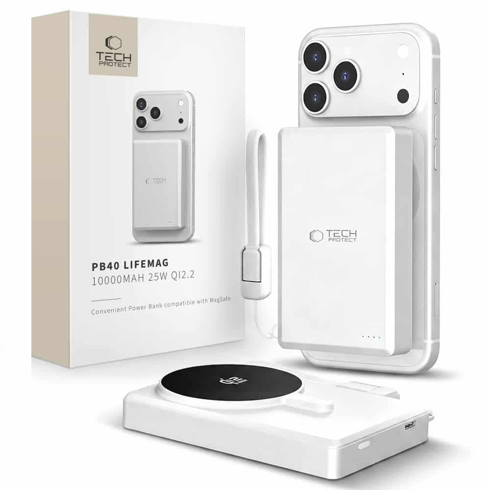 Tech-Protect PB40 LifeMag MagSafe Power Bank 10000mAh 25W Qi2.2 Λευκό/Ασημί