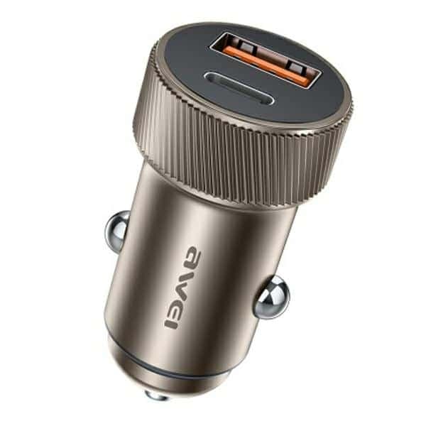 Φορτιστής αυτοκινήτου AWEI C-857 33W USB+USB-C καφέ