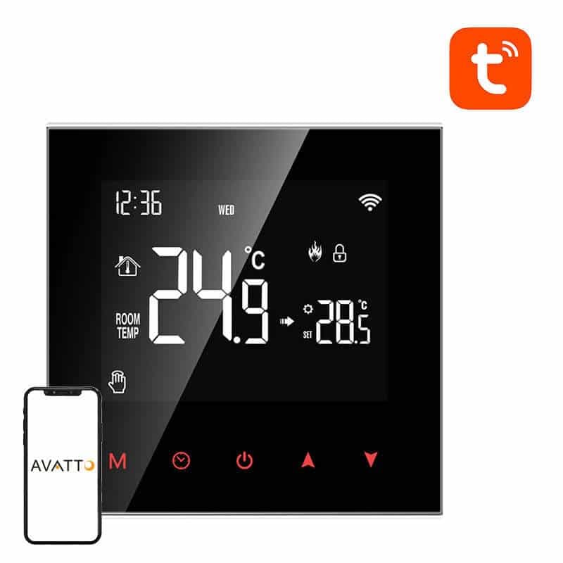 Avatto WT100 Έξυπνος Θερμοστάτης Λέβητα 3A WiFi Tuya, Μαύρος