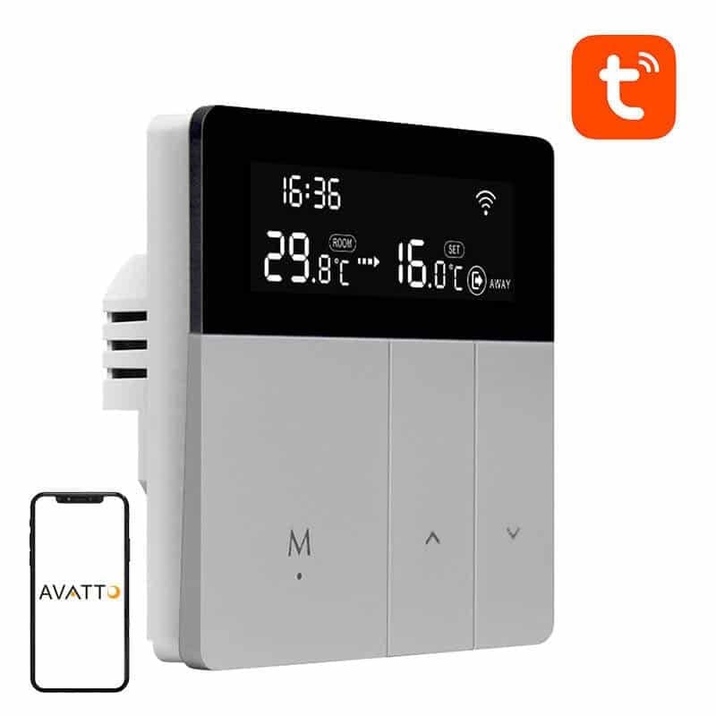 Avatto WT50 Έξυπνος Θερμοστάτης Θέρμανσης Νερού 3A Wi-Fi Tuya, Ασημί/Μαύρο