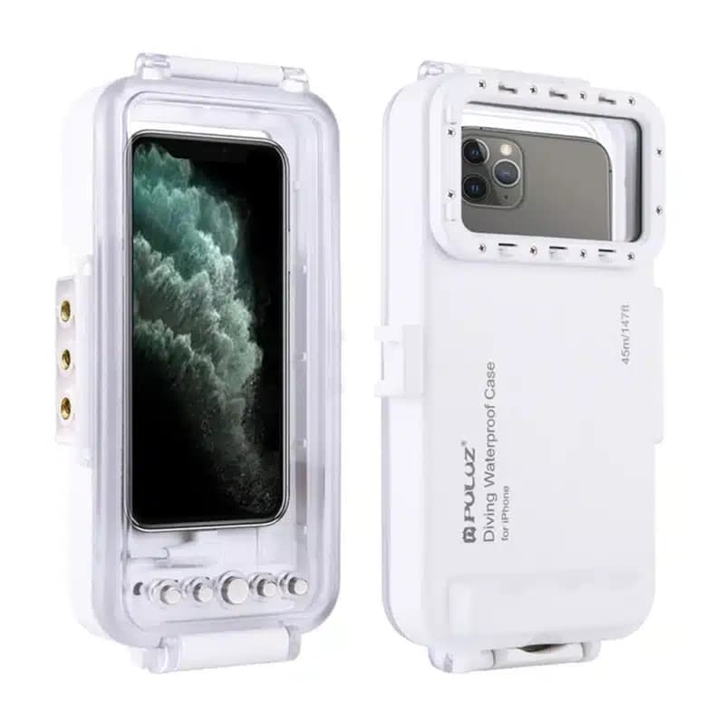 Puluz θήκη αδιάβροχη 45 μ. για iPhone υποβρύχιες φωτογραφίες βίντεο Λευκό