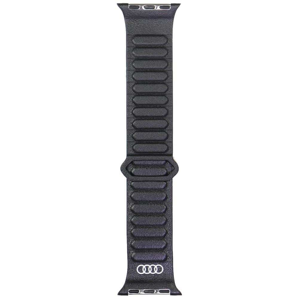 Audi Λουράκι με Λογότυπο, Γνήσιο Δέρμα, Μαγνητικό Δαχτυλίδι για Apple Watch 40/41/42mm, Μαύρο