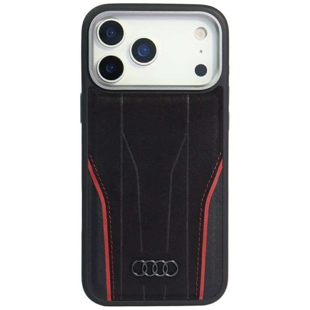 Θήκη Audi R8 Genuine Leather MagSafe για iPhone 17 Pro Max μαύρο-κόκκινο