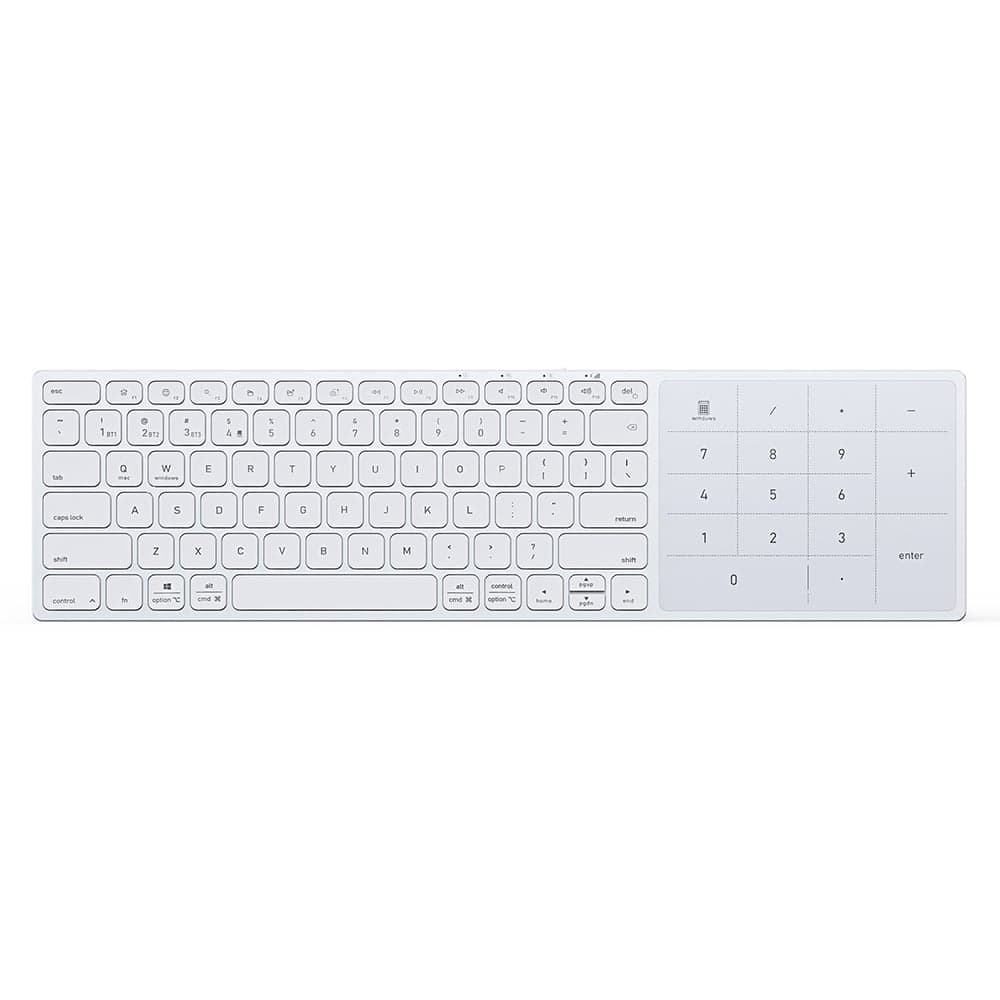Dux Ducis LK Series Ασύρματο Πληκτρολόγιο, Bluetooth 5.0, Universal, USB-C, 500mAh, Αγγλική Διάταξη, Λευκό